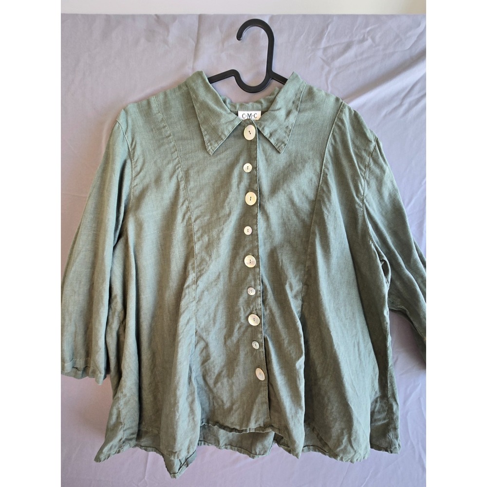 Vintage Linen A-line Shirt Loose fit Minimalist Preppy Cottage Quiet Luxury